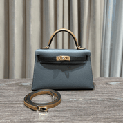 Hermès Gris Misty Noir Alezan Mini Kelly 20 Sellier Tricolore Epsom Permabrass Hardware