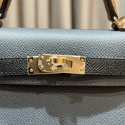 Hermès Gris Misty Noir Alezan Mini Kelly 20 Sellier Tricolore Epsom Permabrass Hardware