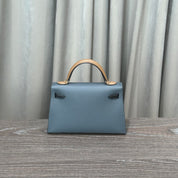 Hermès Gris Misty Noir Alezan Mini Kelly 20 Sellier Tricolore Epsom Permabrass Hardware