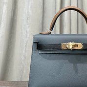 Hermès Gris Misty Noir Alezan Mini Kelly 20 Sellier Tricolore Epsom Permabrass Hardware