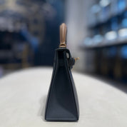 Hermès Gris Misty Noir Alezan Mini Kelly Sellier 20 Tricolore Epsom Permabrass Hardware
