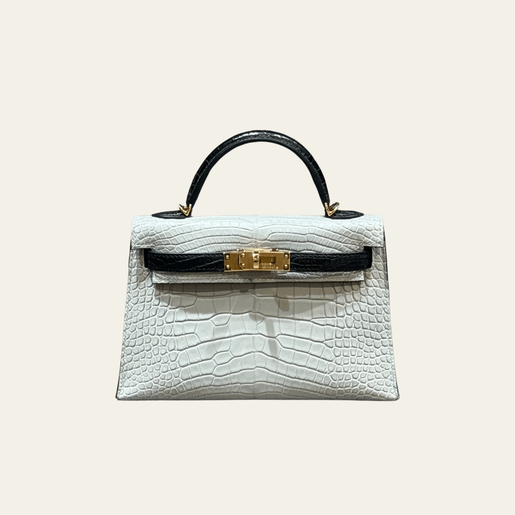お値引き中　HERMES カルビィ Hermès Kelly Mini Epsom Craie / Gris Asphalte | SACLÀB