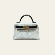 Hermès Gris Perle and Black Matte Alligator Mini Kelly Sellier 20 Gold Hardware Hermès Special Order HSS