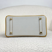 Hermès Gris Perle and Jaune Amber Birkin 25 Chèvre Mysore Brushed Gold Hardware HSS