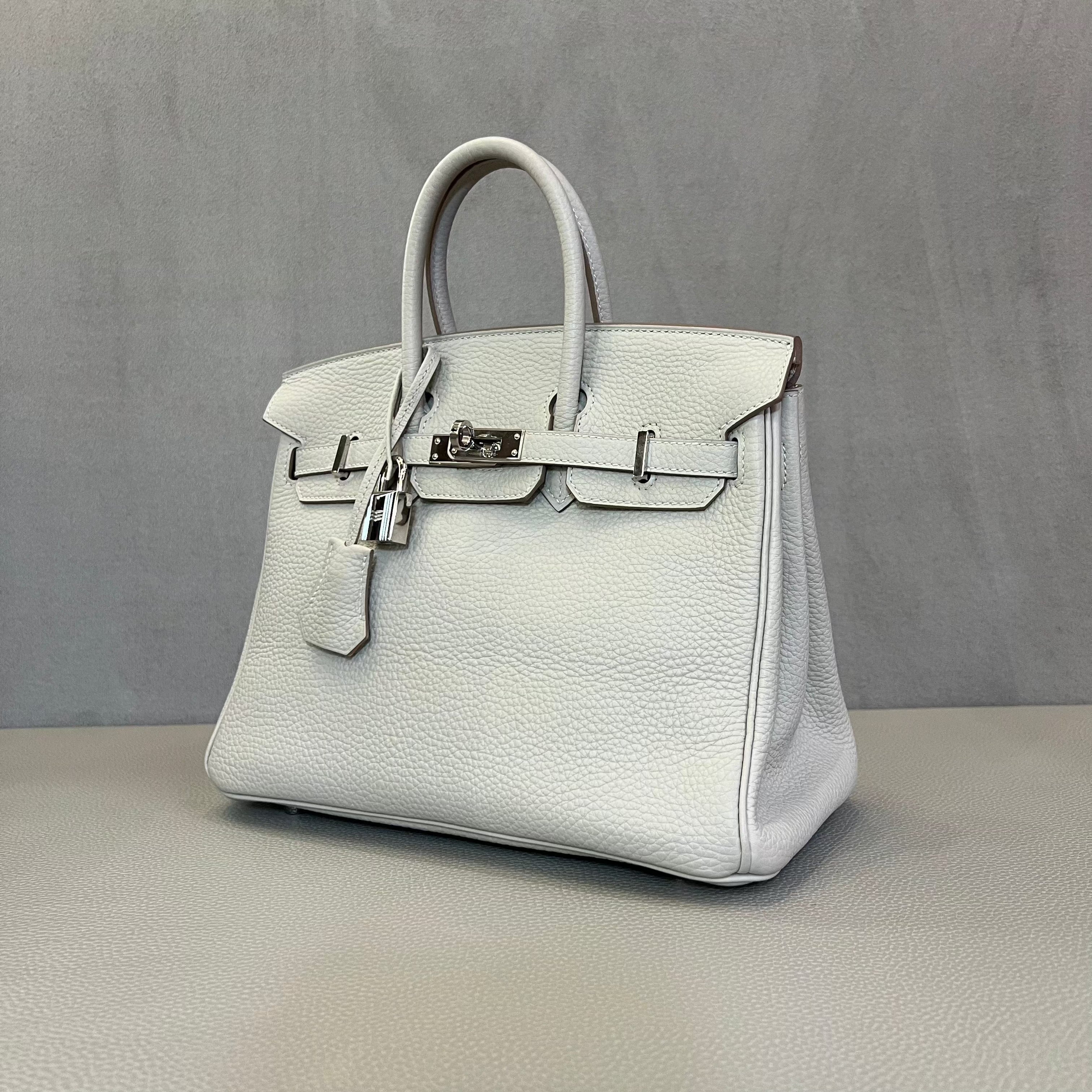 Hermès Gris Perle and Nata Birkin 25 Verso Togo Palladium Hardware