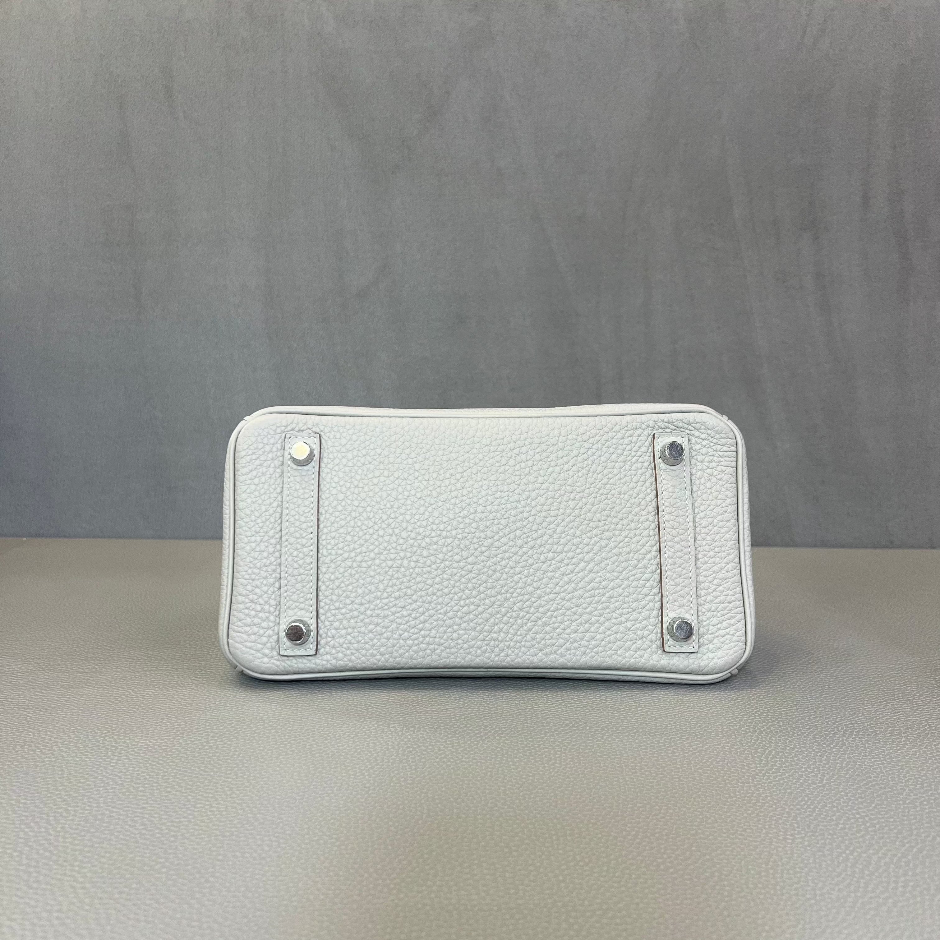 Hermès Gris Perle and Nata Birkin 25 Verso Togo Palladium Hardware