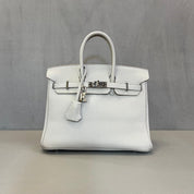 Hermès Gris Perle and Nata Birkin 25 Verso Togo Palladium Hardware