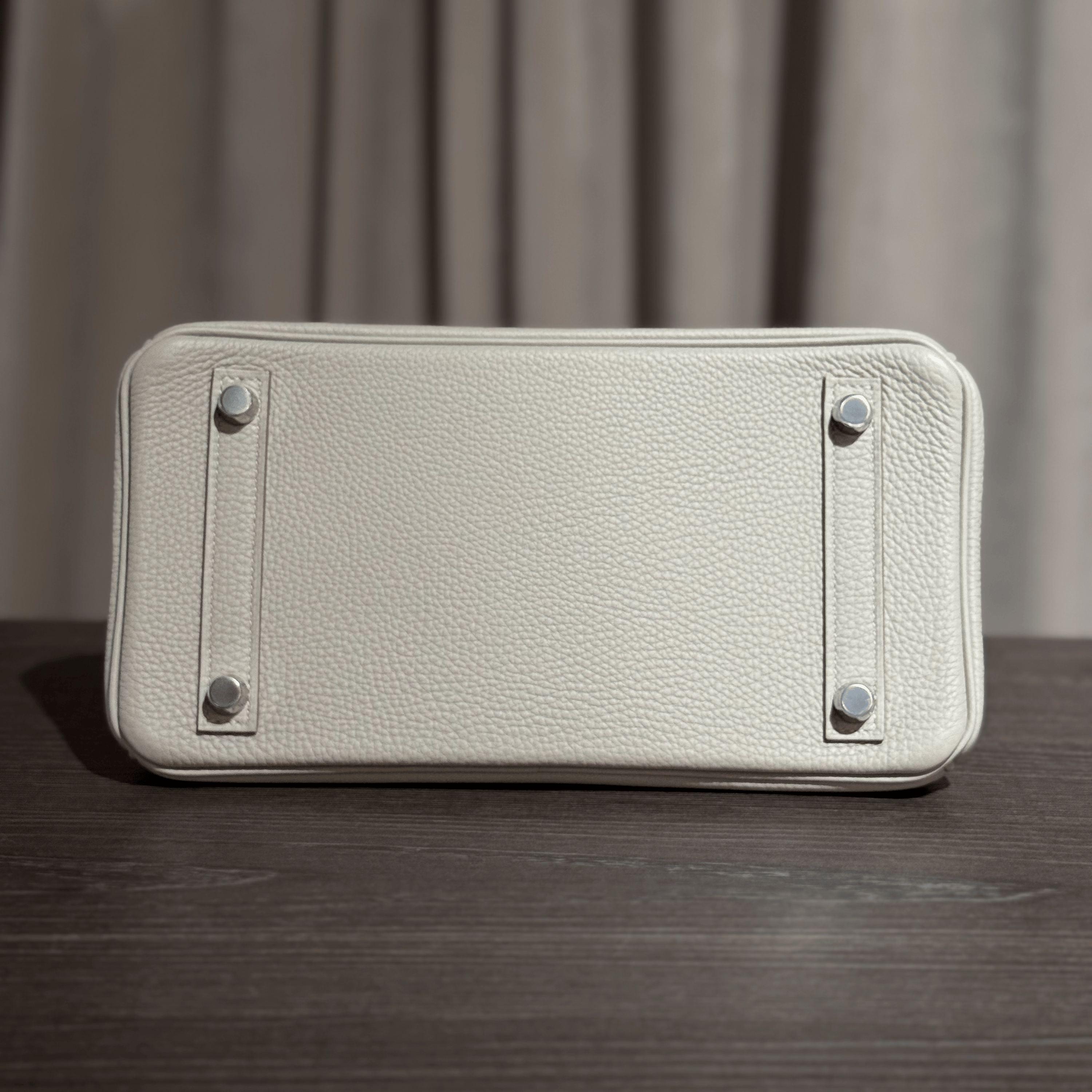 Hermès Gris Perle and Nata Birkin 25 Verso Togo Palladium Hardware