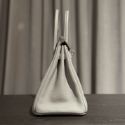 Hermès Gris Perle and Nata Birkin 25 Verso Togo Palladium Hardware