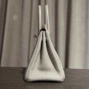 Hermès Gris Perle and Nata Birkin 25 Verso Togo Palladium Hardware