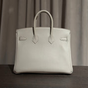 Hermès Gris Perle and Nata Birkin 25 Verso Togo Palladium Hardware