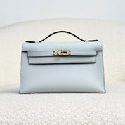 Hermès Gris Platine Kelly Pochette Swift Gold Hardware