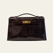 Hermès Havane Kelly Pochette Crocodile Porosus Gold Hardware