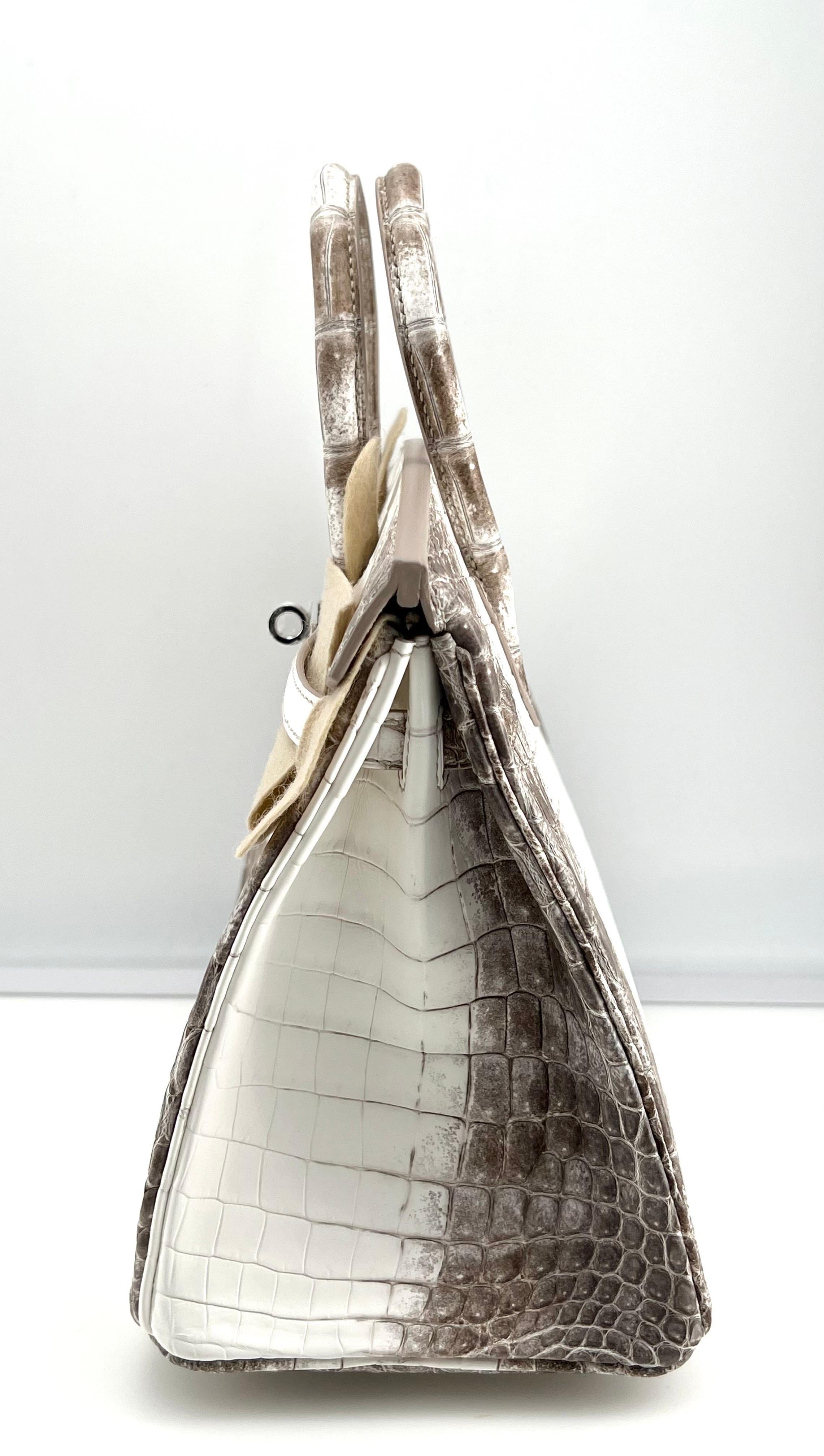 Hermès Himalaya Birkin 25 Niloticus Crocodile Diamond Encrusted Palladium Hardware