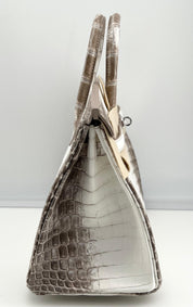 Hermès Himalaya Birkin 25 Niloticus Crocodile Diamond Encrusted Palladium Hardware