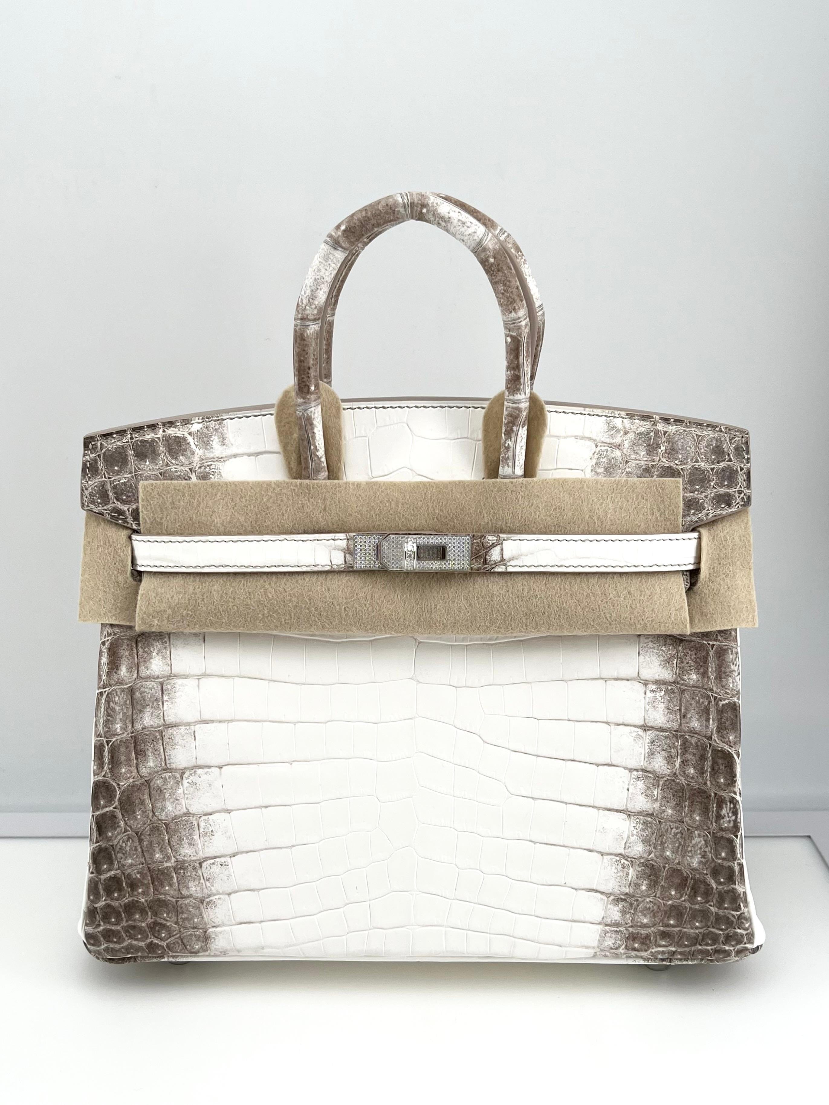 Hermès Himalaya Birkin 25 Niloticus Crocodile Diamond Encrusted Palladium Hardware