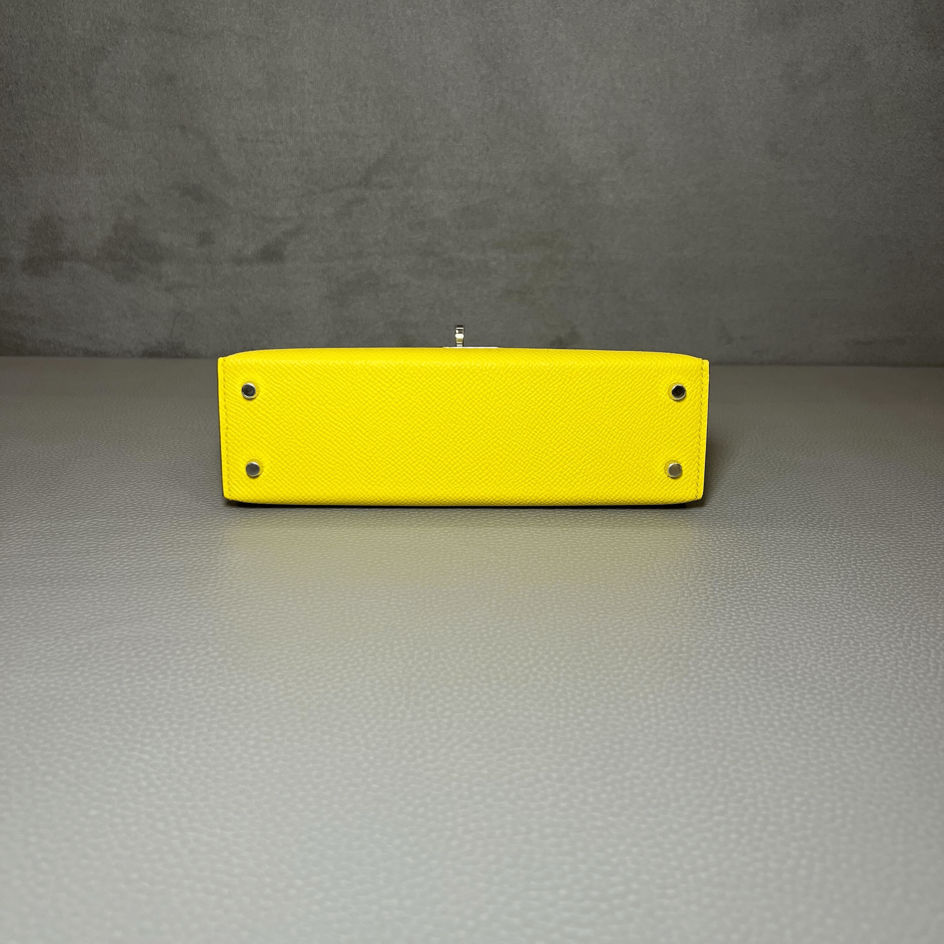 Hermès Jaune Citron Kelly Sellier 20 Epsom Palladium Hardware