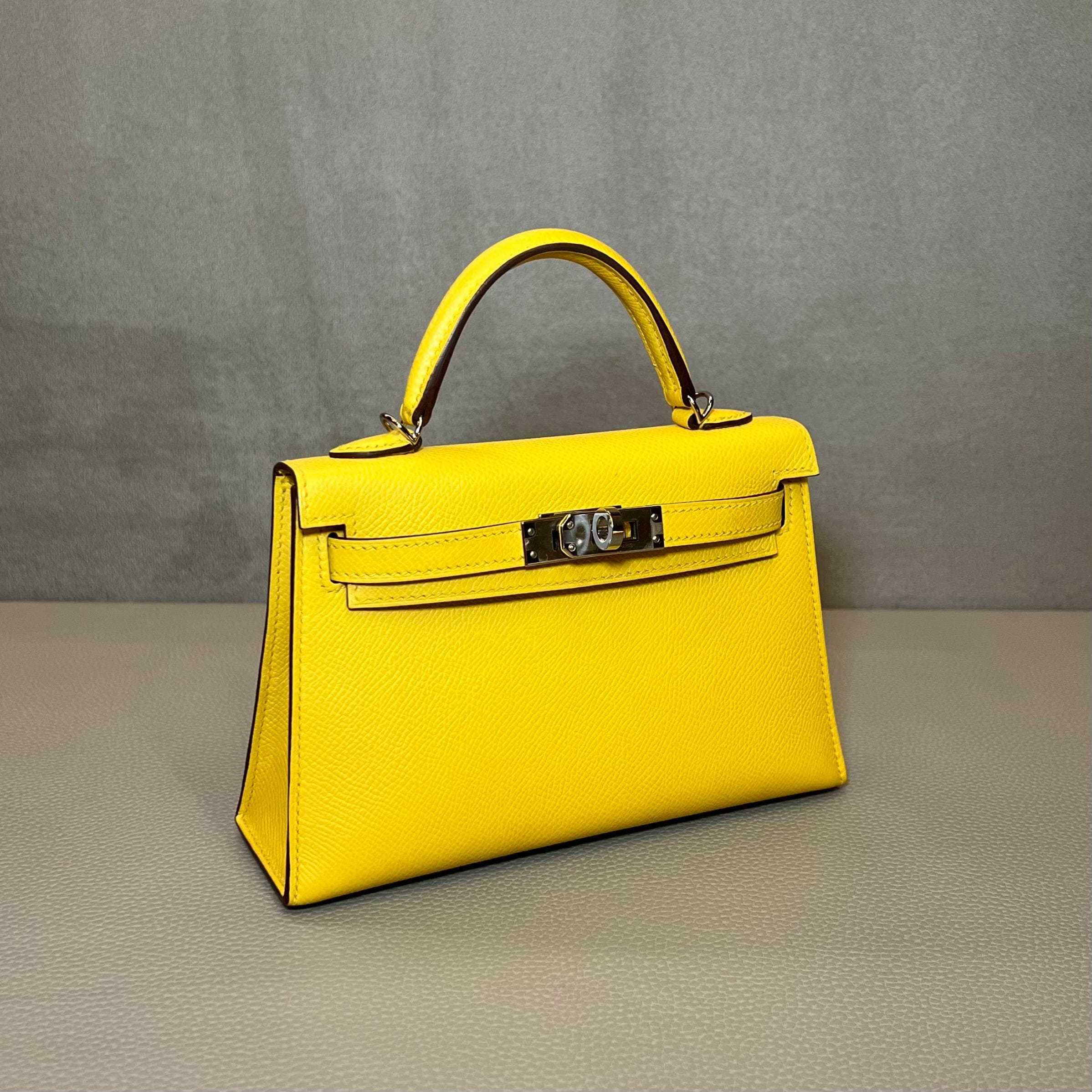 Hermès Jaune de Naples Mini Kelly 20 Sellier Mini Epsom Palladium Hardware