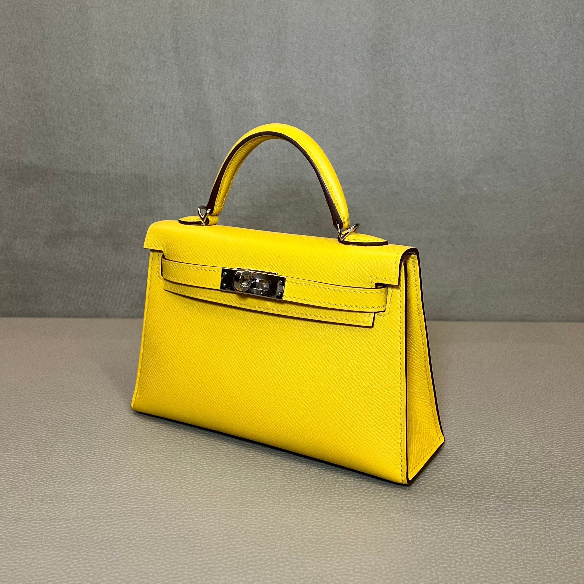 Hermès Jaune de Naples Mini Kelly 20 Sellier Mini Epsom Palladium Hardware