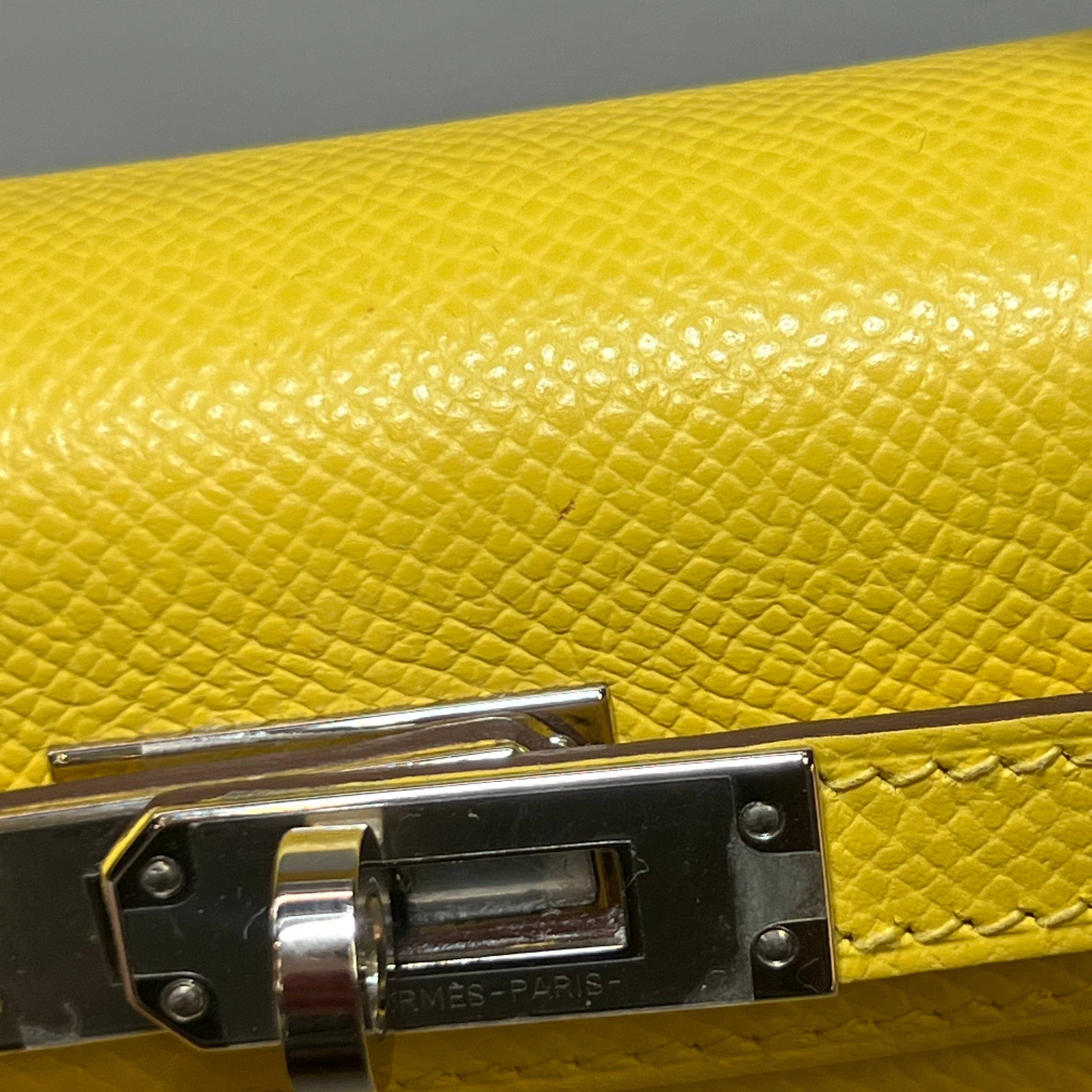 Hermès Jaune de Naples Mini Kelly 20 Sellier Mini Epsom Palladium Hardware