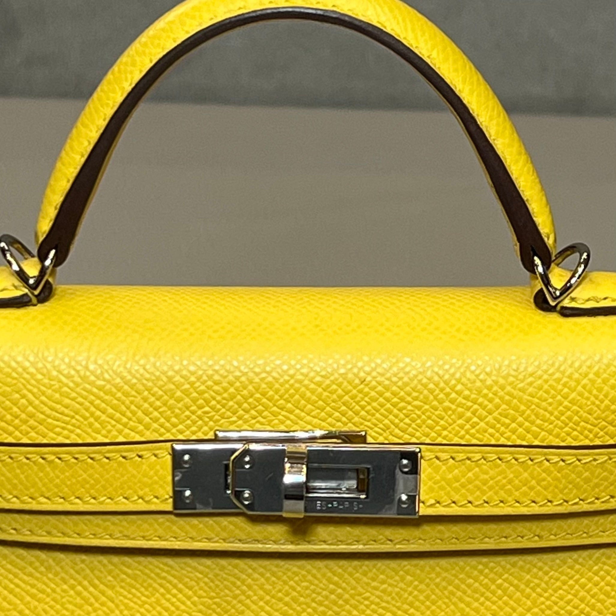 Hermès Jaune de Naples Mini Kelly 20 Sellier Mini Epsom Palladium Hardware