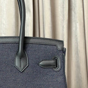 Hermès Jean Blue Indigo Shoulder Birkin Light 29 Canvas Swift Palladium Hardware