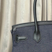 Hermès Jean Blue Indigo Shoulder Birkin Light 29 Canvas Swift Palladium Hardware