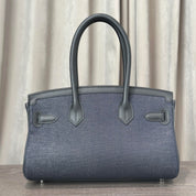 Hermès Jean Blue Indigo Shoulder Birkin Light 29 Canvas Swift Palladium Hardware