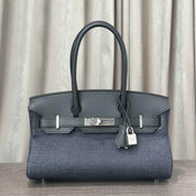 Hermès Jean Blue Indigo Shoulder Birkin Light 29 Canvas Swift Palladium Hardware