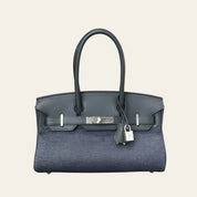 Hermès Jean Blue Indigo Shoulder Birkin Light 29 Canvas Swift Palladium Hardware