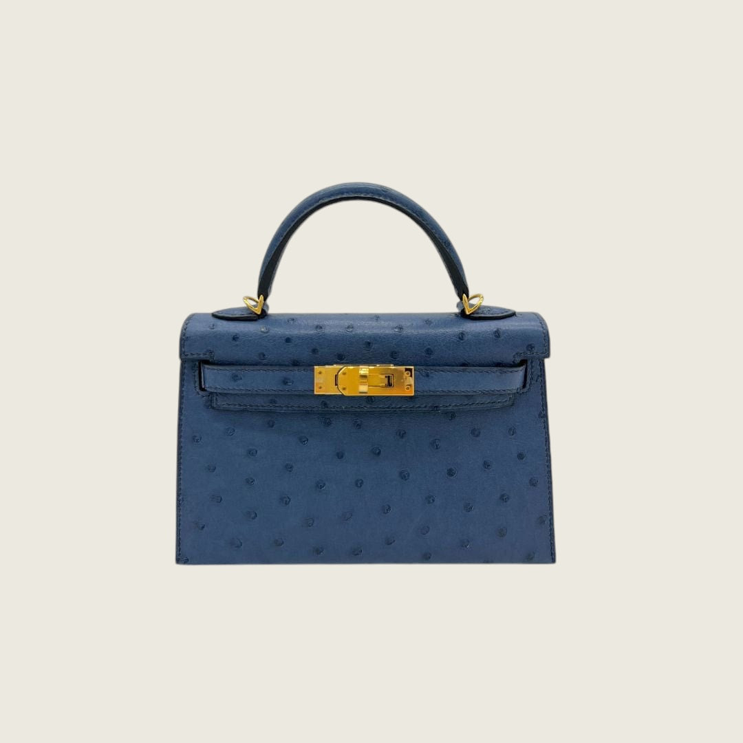 Hermès Kelly 20 Bleu Roy Ostrich Gold Hardware