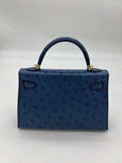 Hermes Kelly 20 Bleu Roy Ostrich Gold Hardware Wrist Aficionado