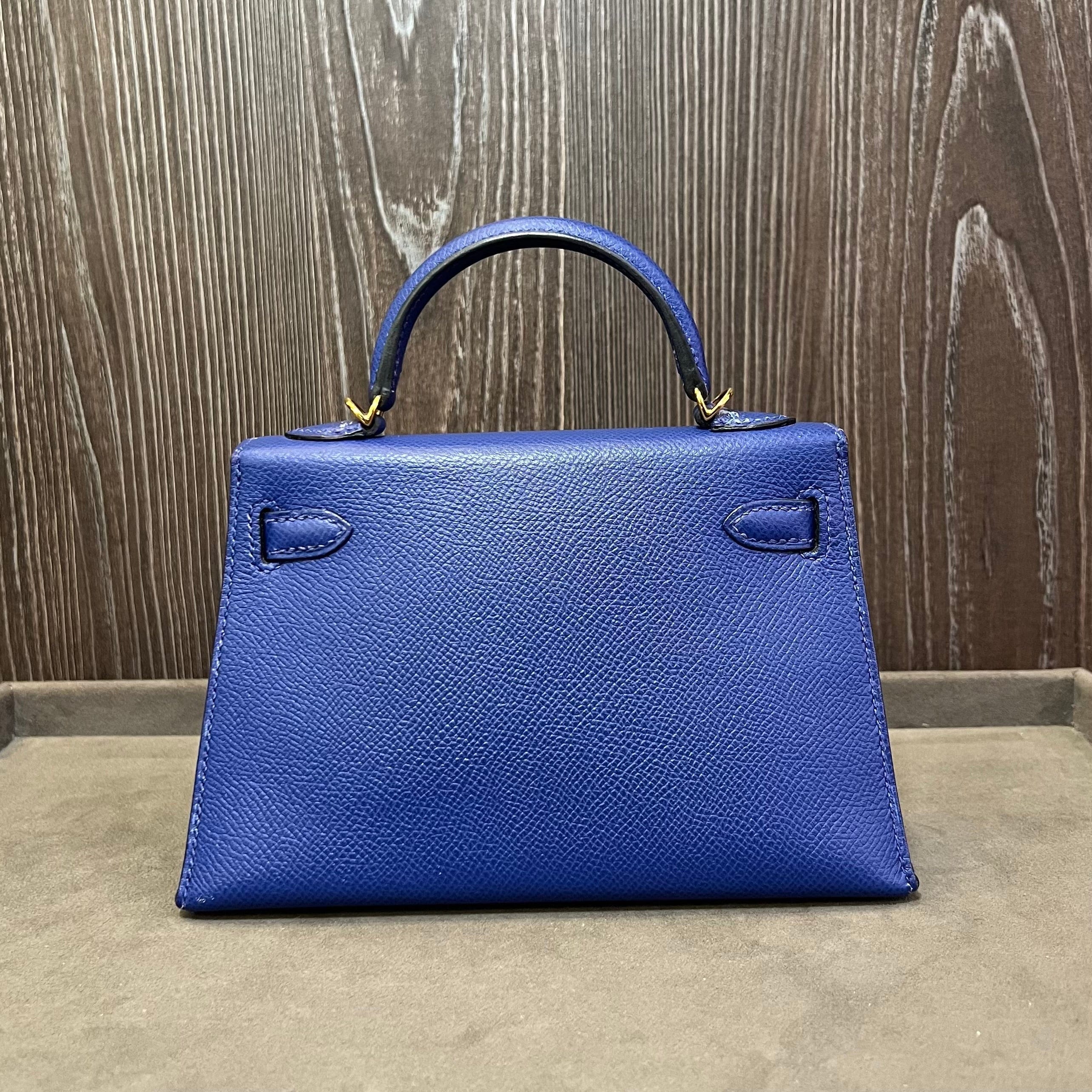Hermès Bleu Electrique Mini Kelly 20 Epsom Gold Hardware