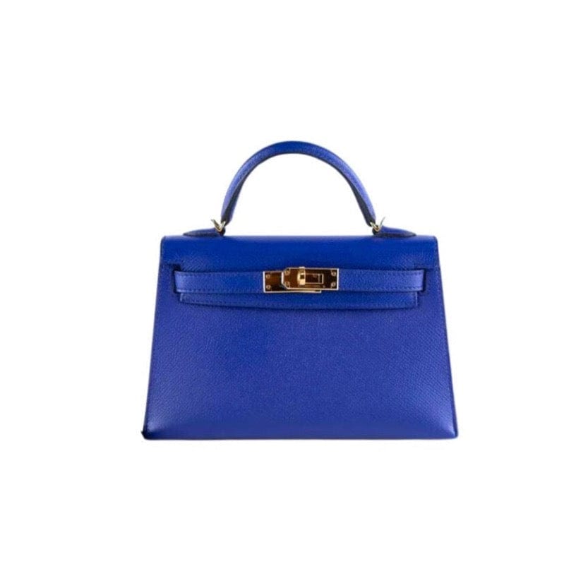 Hermes Kelly 20 Mini Bleu Electrique Epsom Gold Hardware Wrist Aficionado