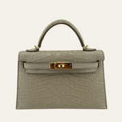 Hermès Kelly 20 Sellier Matte Missi Alligator Beton Gold Hardware