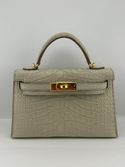 Hermès Kelly 20 Sellier Matte Missi Alligator Beton Gold Hardware