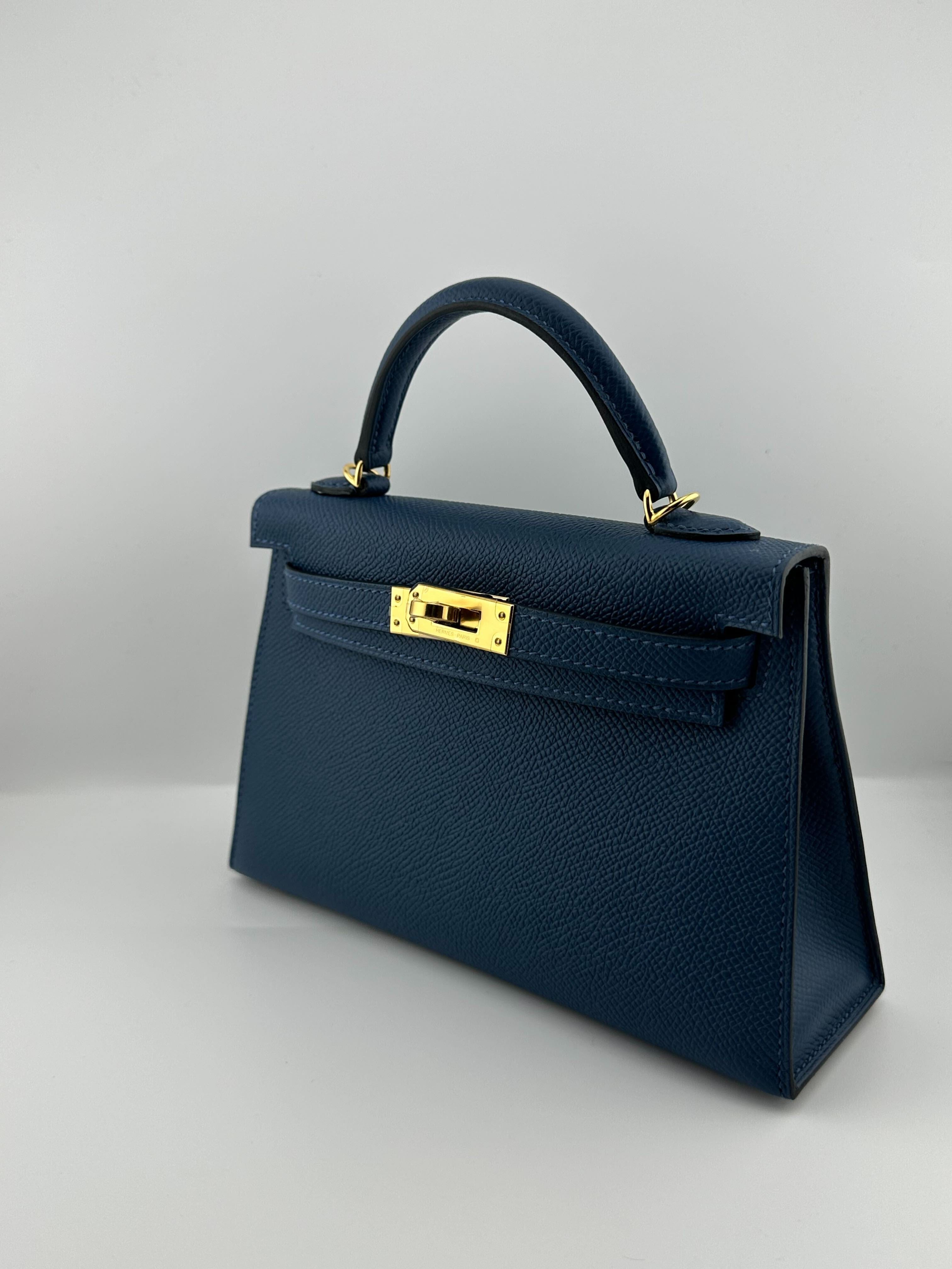 Hermès Kelly 20 Sellier Mini Deep Blue Epsom Gold Hardware