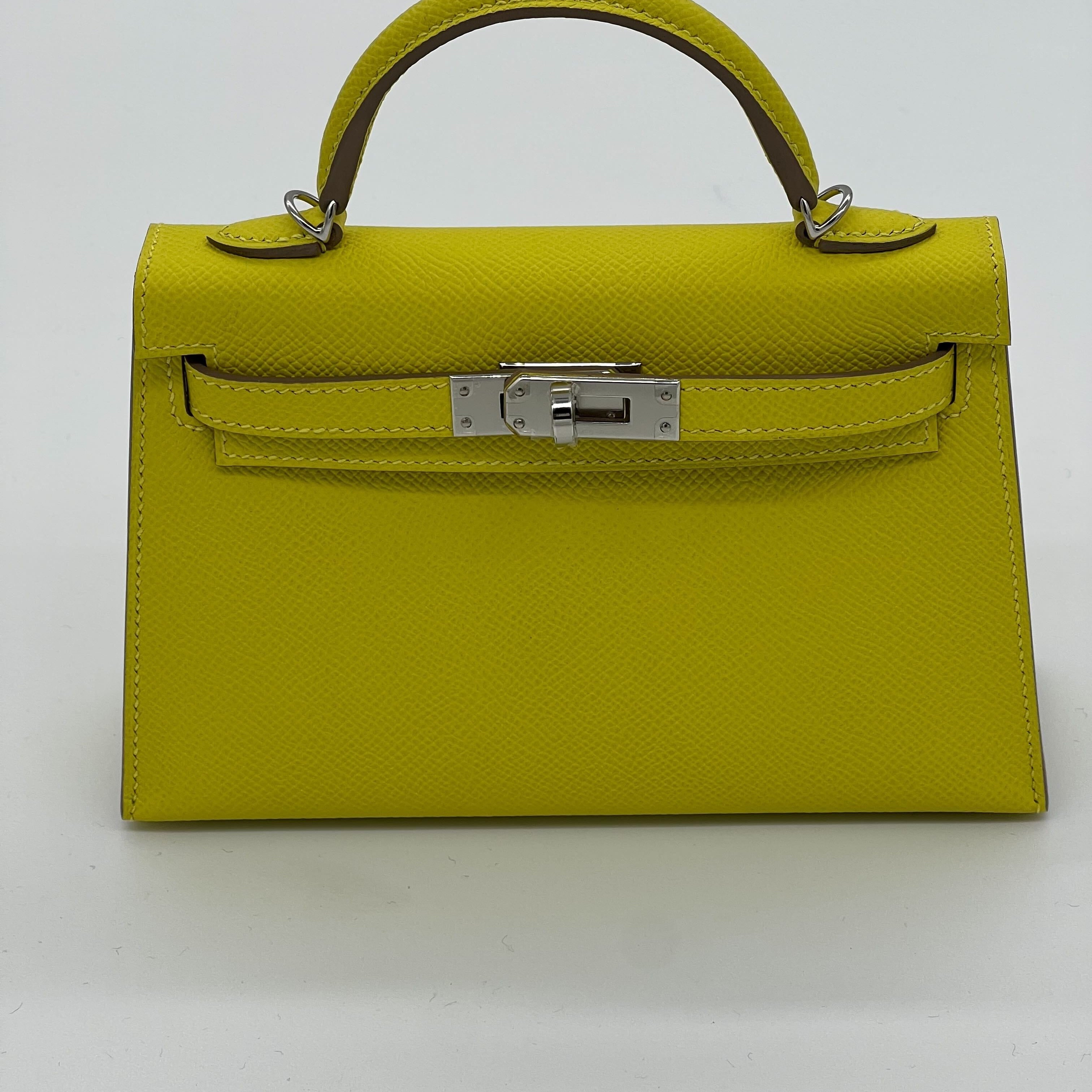 Hermes Kelly 20 Sellier Mini Epsom Lime Palladium Hardware Wrist Aficionado