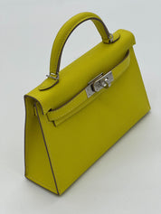 Hermes Kelly 20 Sellier Mini Epsom Lime Palladium Hardware Wrist Aficionado