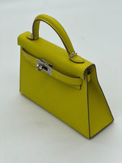 Hermes Kelly 20 Sellier Mini Epsom Lime Palladium Hardware Wrist Aficionado