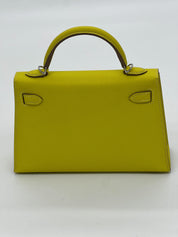 Hermes Kelly 20 Sellier Mini Epsom Lime Palladium Hardware Wrist Aficionado