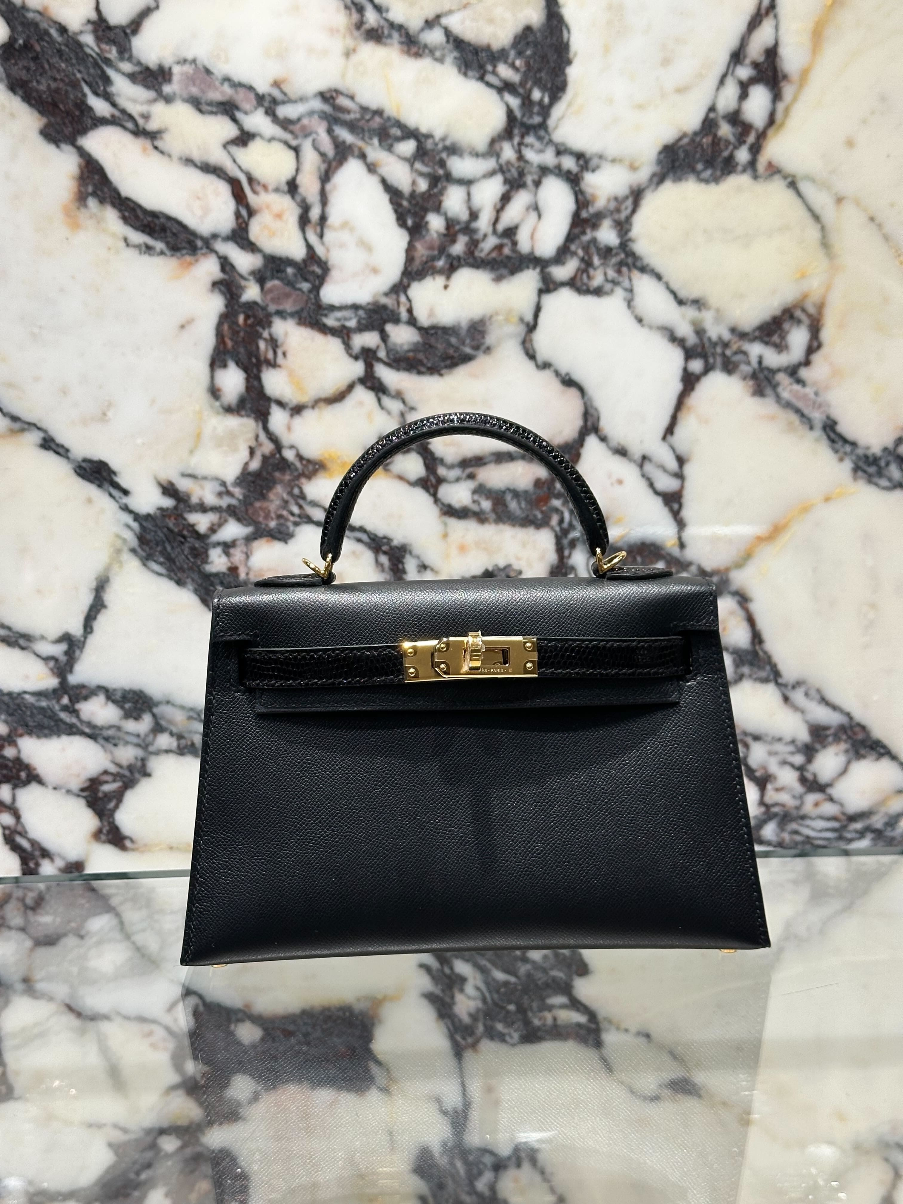 Hermès Kelly 20 Sellier Mini Touch Veau Madame Lezard Gold Hardware