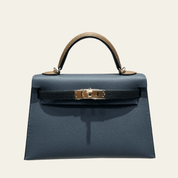 Hermès Kelly 20 Sellier Mini Tricolore Epsom Gris Misty Noir Alezan Permabrass Hardware