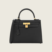 Hermès Kelly Sellier 25 Noir Epsom Leather Gold Hardware