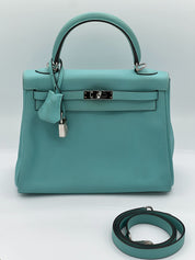 Hermes Kelly 25 (Pre 2017) Swift Bleu Atoll Palladium Hardware