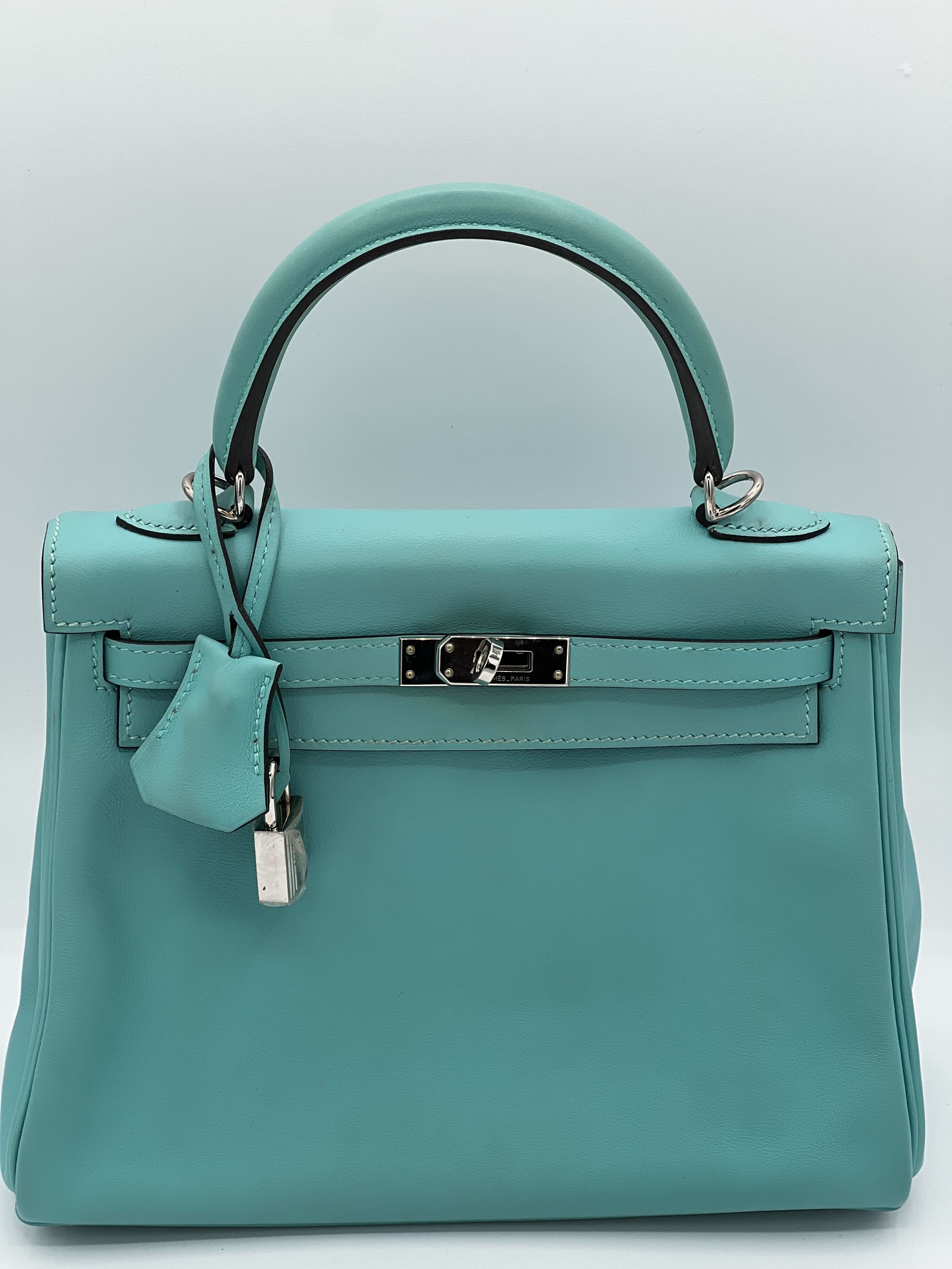 Hermes Kelly 25 (Pre 2017) Swift Bleu Atoll Palladium Hardware