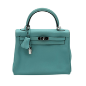 Hermès Kelly 25 Swift Bleu Atoll Palladium Hardware