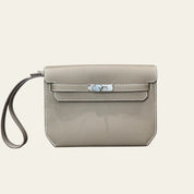Hermès Kelly Depeches 25 Etoupe Togo Clutch Palladium Hardware