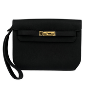 Hermès Kelly Depeches 25 Noir Togo Clutch Gold Hardware