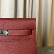 Hermès Kelly Depeches 25 Rouge H Epsom Clutch Palladium Hardware